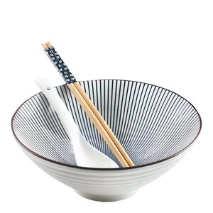 Ibili Hakata ramensett 3 deler blå/hvit