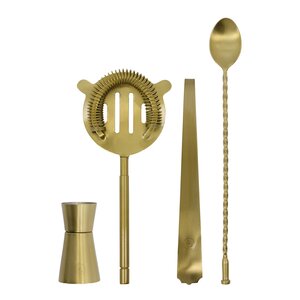 House Doctor Kett bartilbehør med 4 deler antikk messing