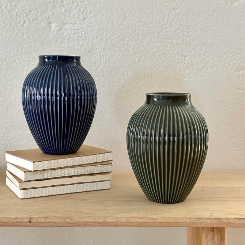 Knabstrup Keramik Ripple vase 27 cm dark green