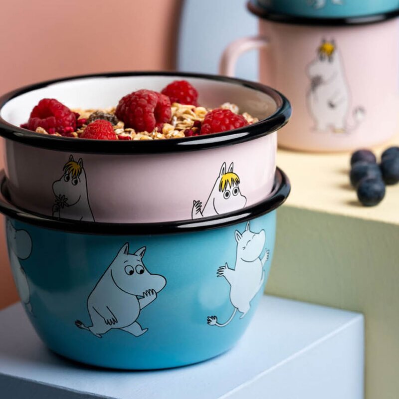 Muurla Mummi emaljeskål 60 cl Mummitrollet blå