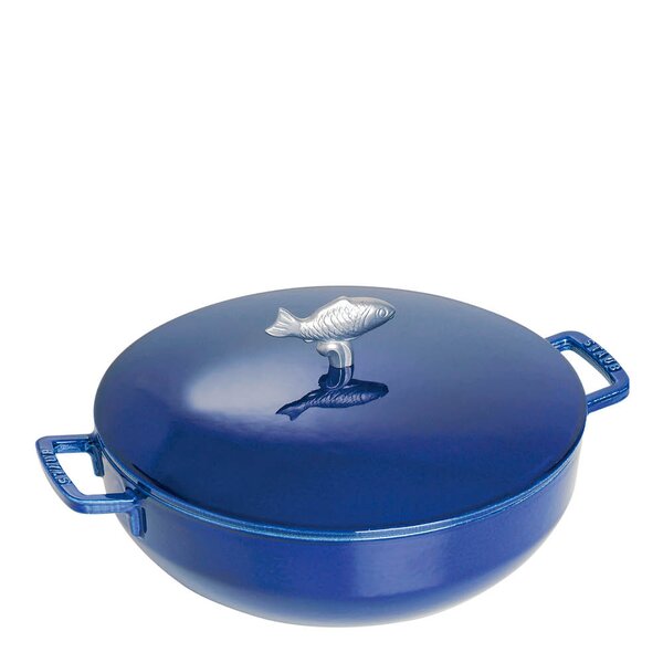 Staub La Cocotte bouillabaisse støpejernsgryte med fiskeknott 28 cm 4,65L blå