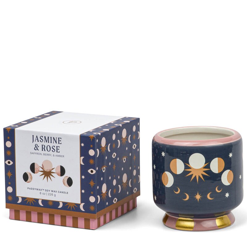 Paddywax Adopo duftlys jasmine & rose Moon Phases blå