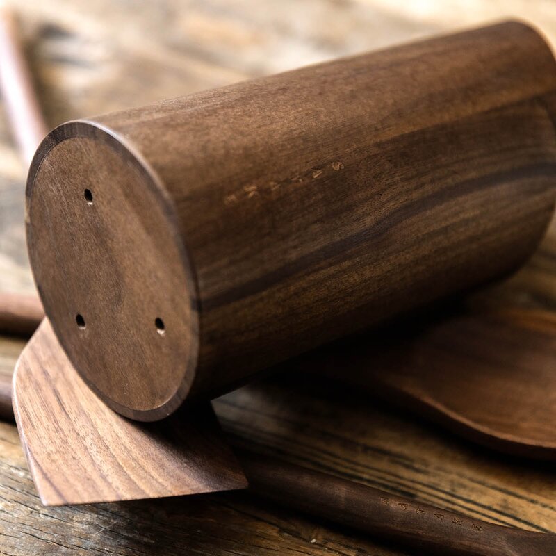 Satake Kjøkkenredskap med stativ 4 deler valnøtt