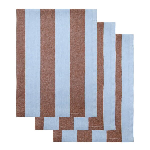 House Doctor Cook kjøkkenhåndkle i bomull 75x55 cm 3 stk lyseblå/brun