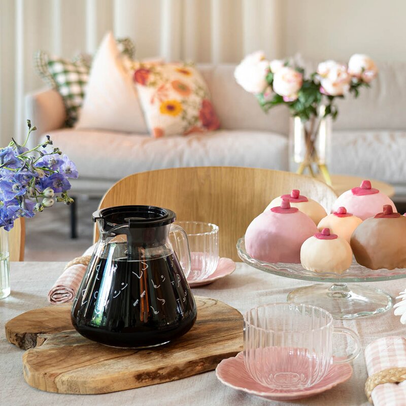 OBH Nordica Rosa sløyfe glasskanne 1,25L til Blooming kaffetrakter brystmønster