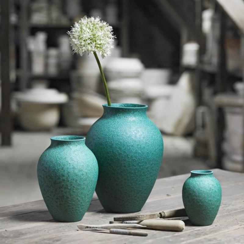 Knabstrup Keramik Vase 12,5 cm irr grønn