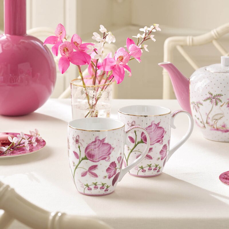 Pip Studio Jolie Tulip krus XL 45 cl 2 stk rosa