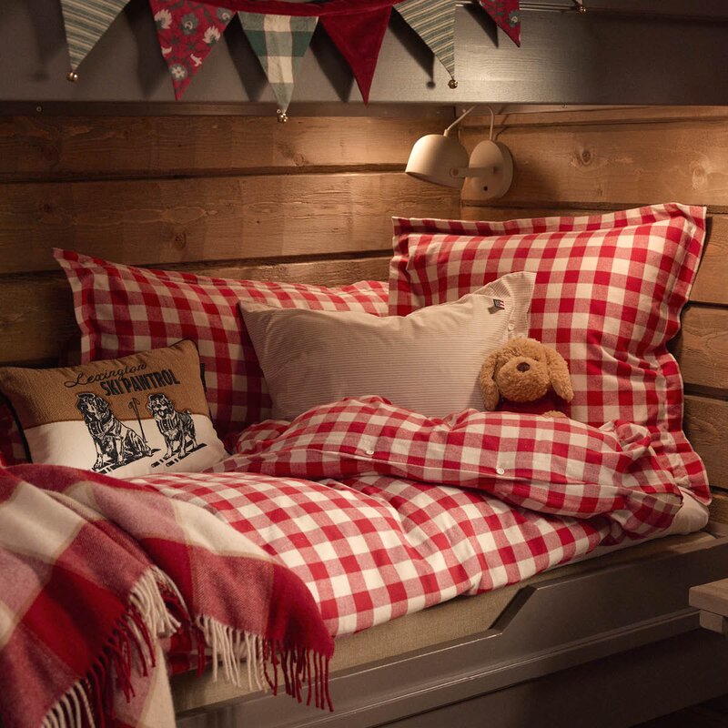 Lexington Putetrekk flanell 65x65 cm rutete rød/lys beige