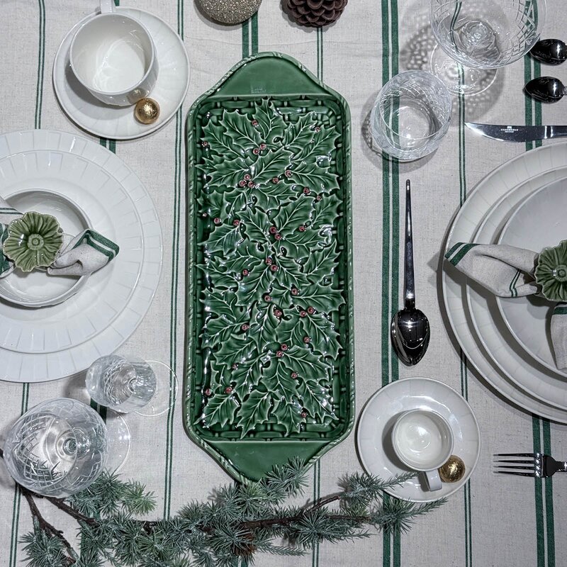 Bordallo Pinheiro Holly fat 46,5 cm misteltein grønn