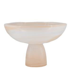 Holmen Mamor serveringsskål på fot 21x14 cm beige