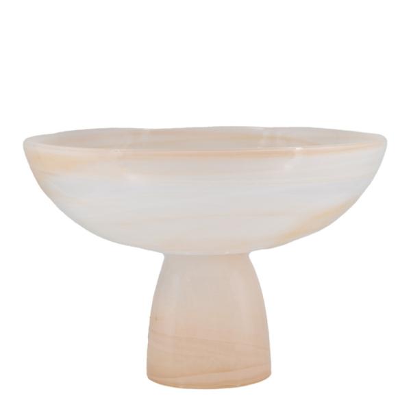 Holmen Mamor serveringsskål på fot 21x14 cm beige