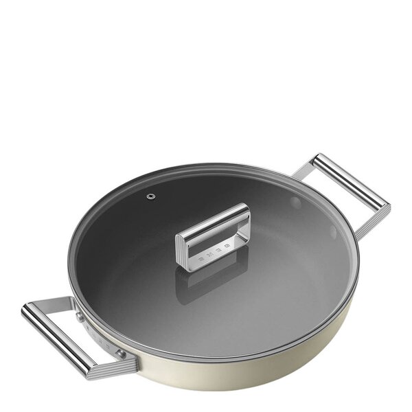 SMEG Traktørpanne 28 cm keramisk krem