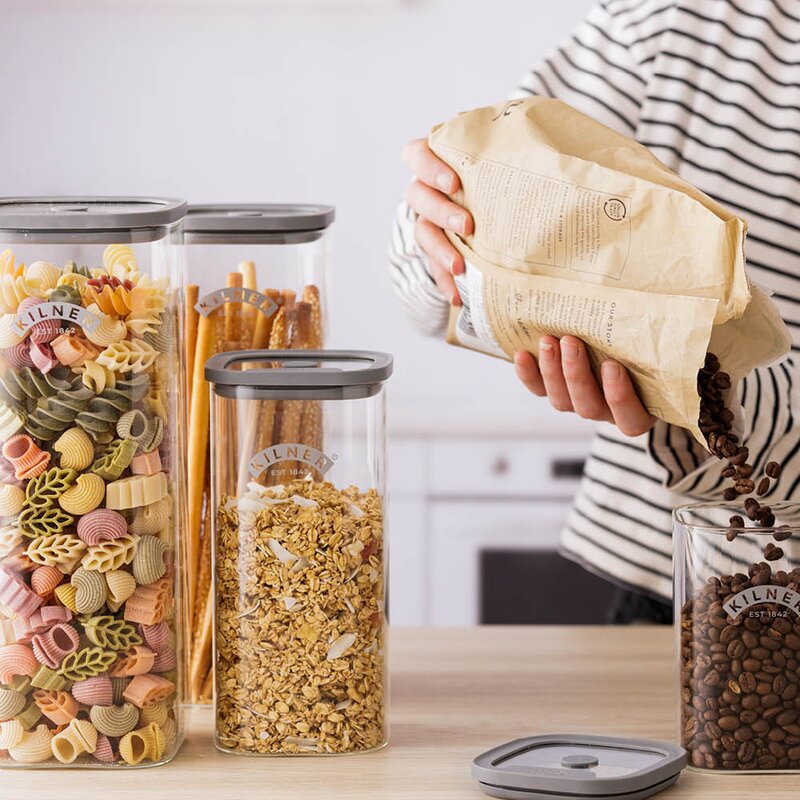 Kilner Fresh XL oppbevaringskrukke 2L glass/grå