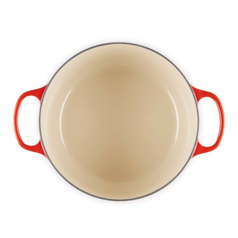 Le Creuset Signature støpejernsgryte dyp rund 6,3L 26 cm cerise/crucible knob