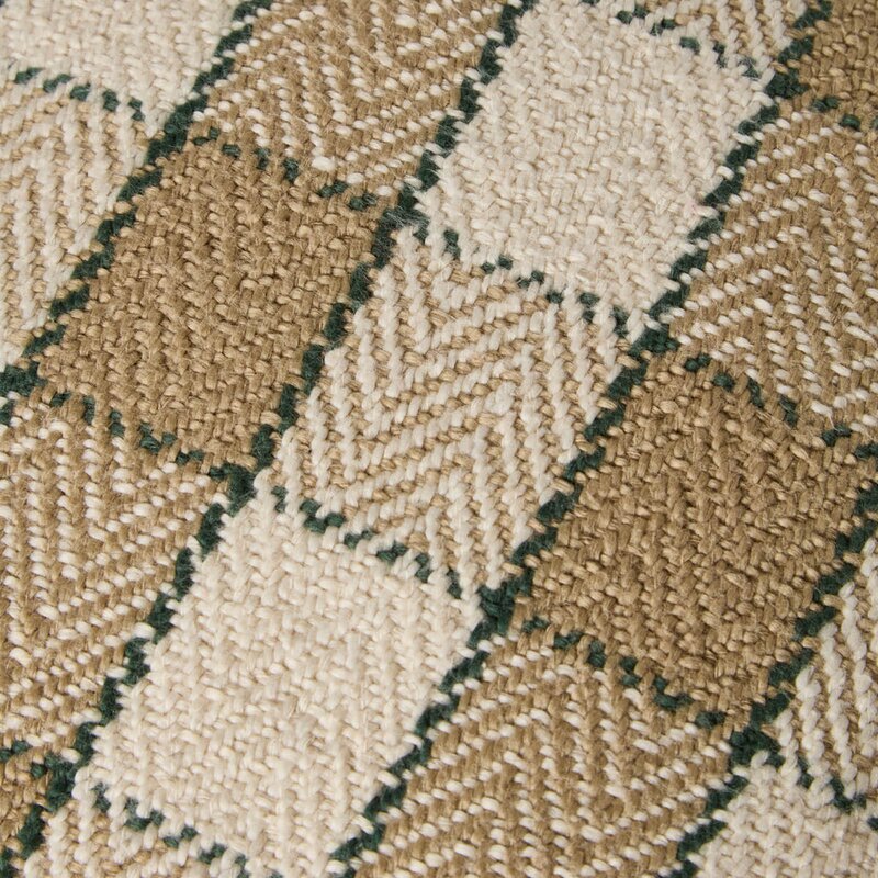 Lexington Rutete putetrekk med frynser 50x50 cm beige/lysbeige/grønn