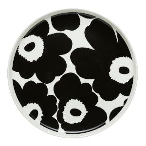Marimekko Oiva Unikko tallerken 20 cm svart/hvit