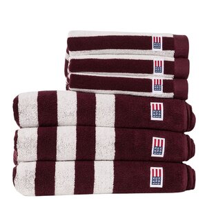 Lexington Stripet frottéhåndkle 100x150 cm fig/snow white