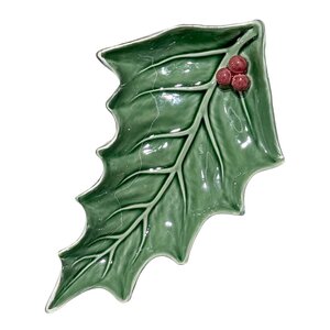 Bordallo Pinheiro Holly fat 27,5 cm blad grønn