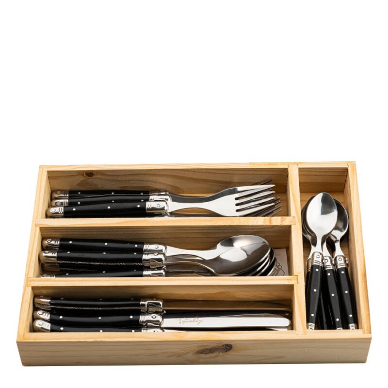 Laguiole Style de Vie Premium Line Treasure bestikksett 24 deler svart/stål