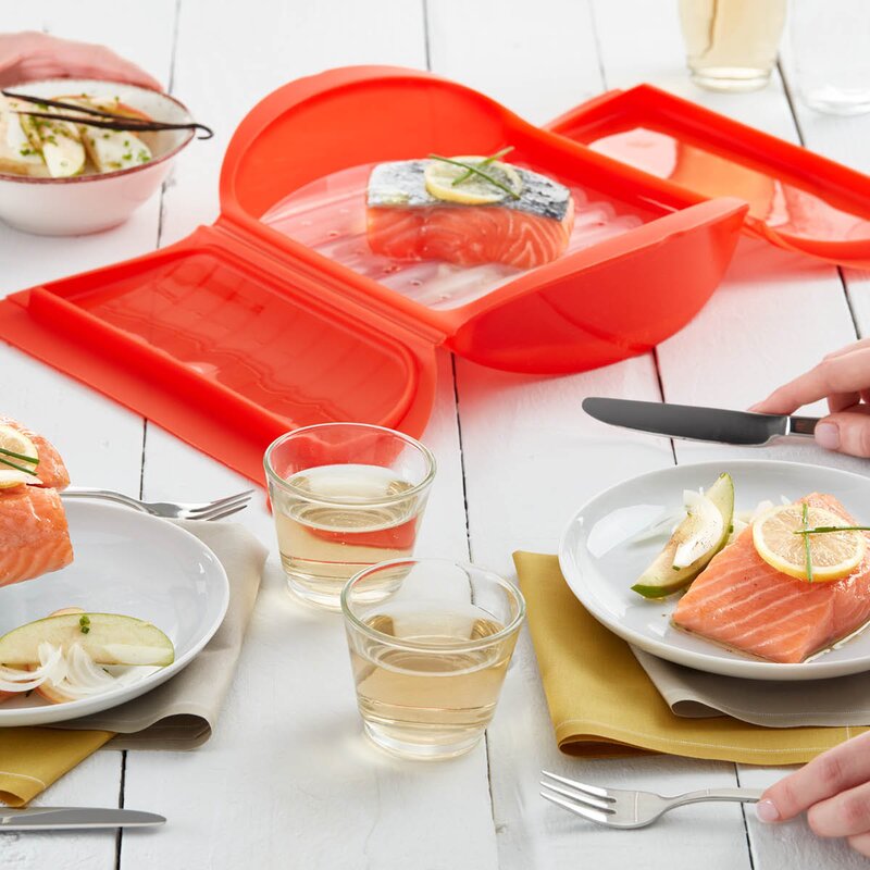 Lékué Dampkoker for mikrobølgeovn 3–4 porsjoner rød