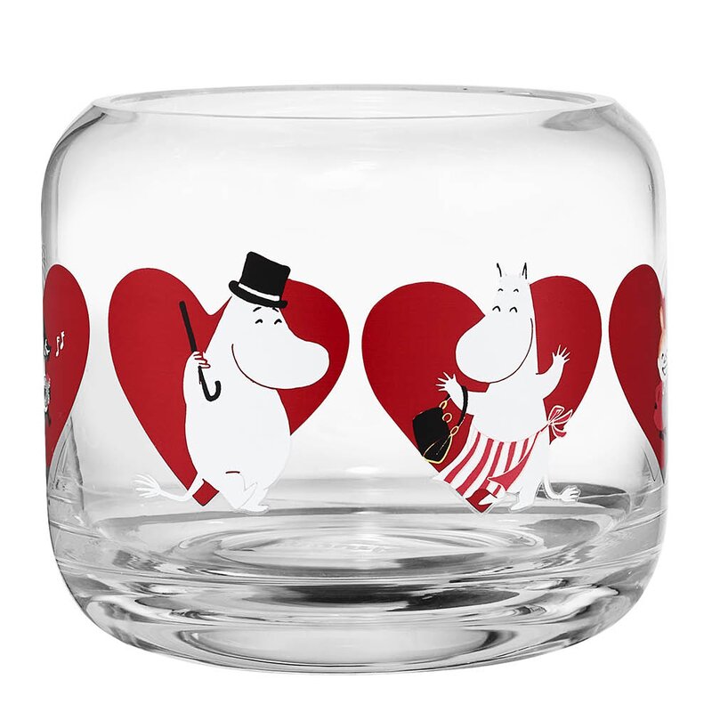 Muurla Mummi telysholder 8 cm hjerter rød