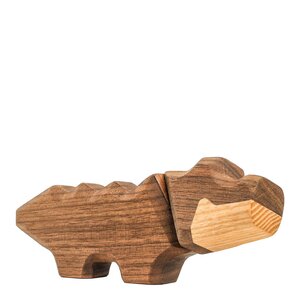 FableWood Liten krokodille trefigur 6 cm valnøtt/ask