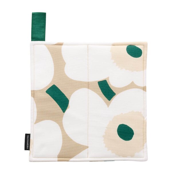Marimekko Pieni Unikko gryteklut 22x22 cm sand/hvit/smaragdgrønn