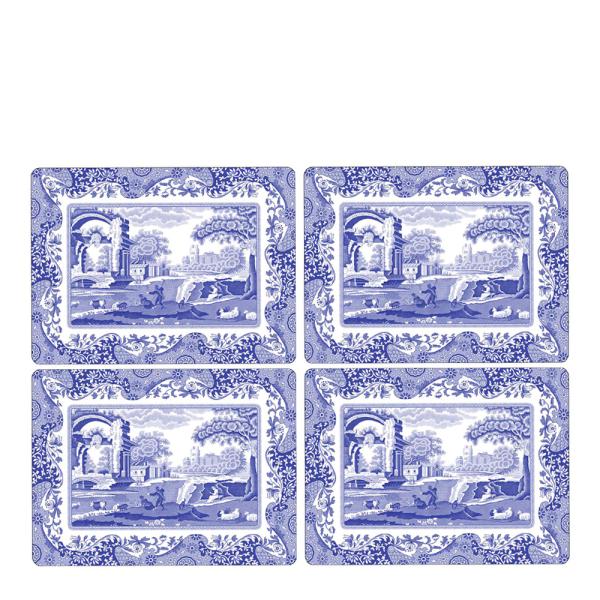 Spode Blue Italian bordbrikke 4 stk blå/hvit