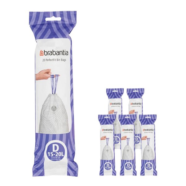 Brabantia PerfectFit avfallsposer 15–20L 120-pack kode D hvit