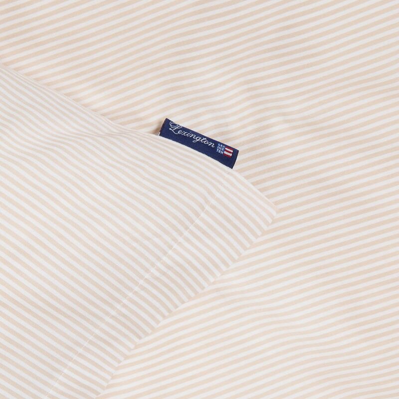 Lexington Sengesett bomullssateng 140x220 cm beige/hvit stripete