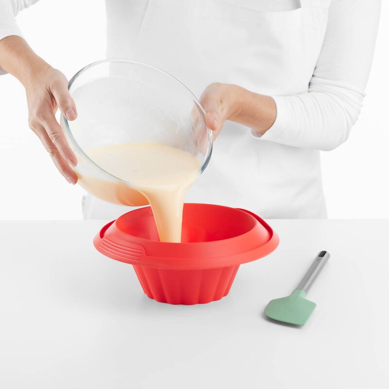 Lékué Puddingform i silikon med fat 1,3 L rød/hvit
