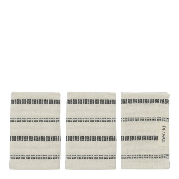 Meraki Vaskeklut 30x30 cm 3 stk offwhite/svart