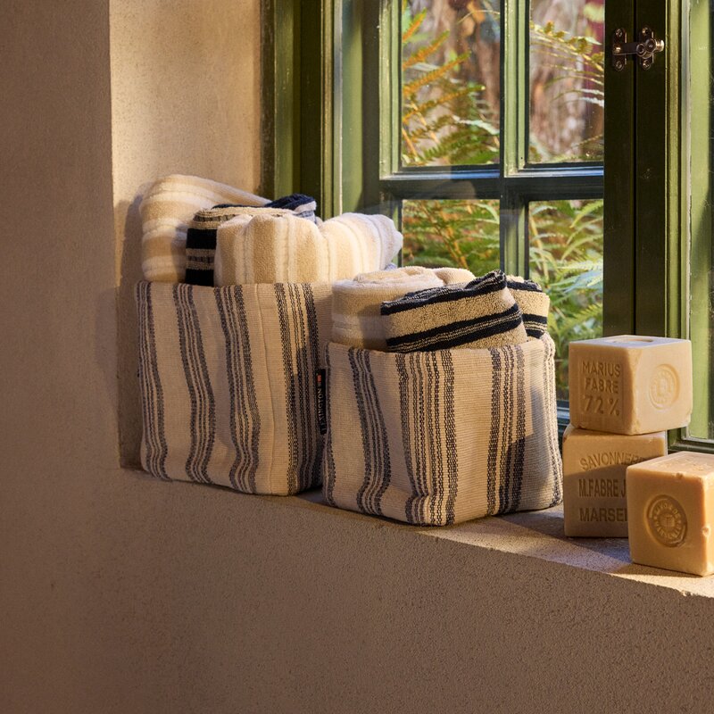 Lexington Stripete frotté håndkle 70x50 cm lys beige/off white