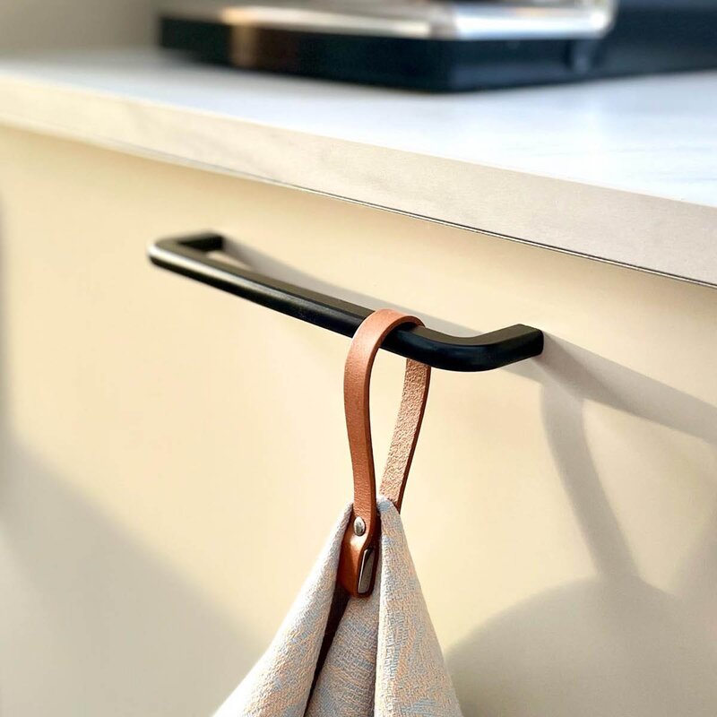 Nordan Home Magnetisk håndkleholder i skinn 8x1 cm 2 stk lys brun