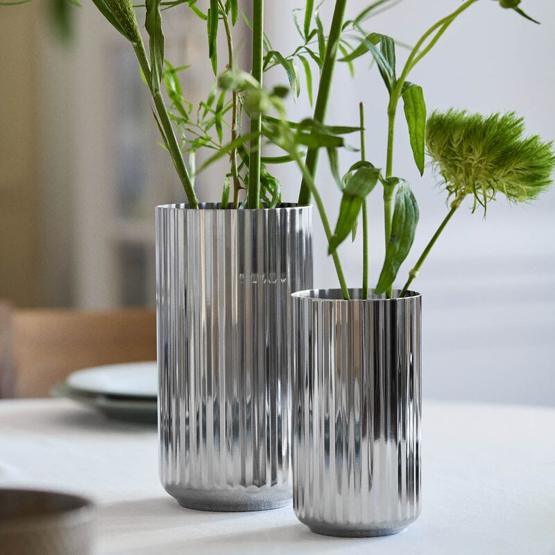 Lyngby Porcelæn Vase 15,5 cm rustfritt stål