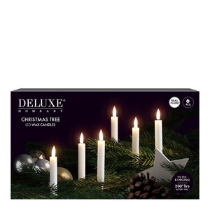 DeluxeHomeart LED juletrelys 1,2 x 13 cm 6 stk hvit