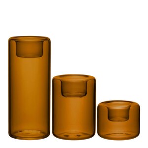 Kosta Boda Happy lyslykt 6,8/10,5/15 cm 3 stk rav