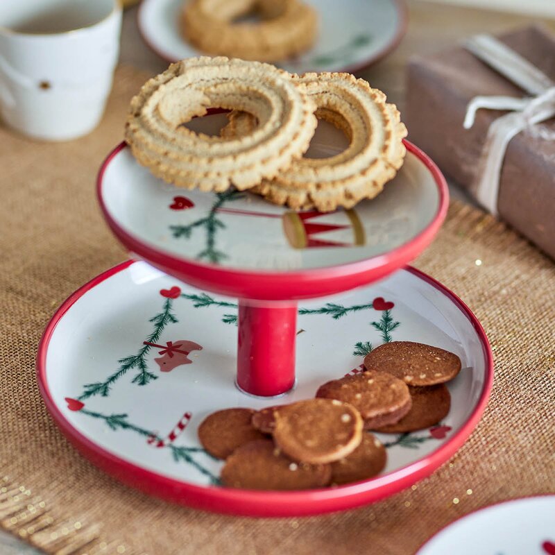 Bloomingville Yule etasjefat 2 lag 22x13 cm julemotiv