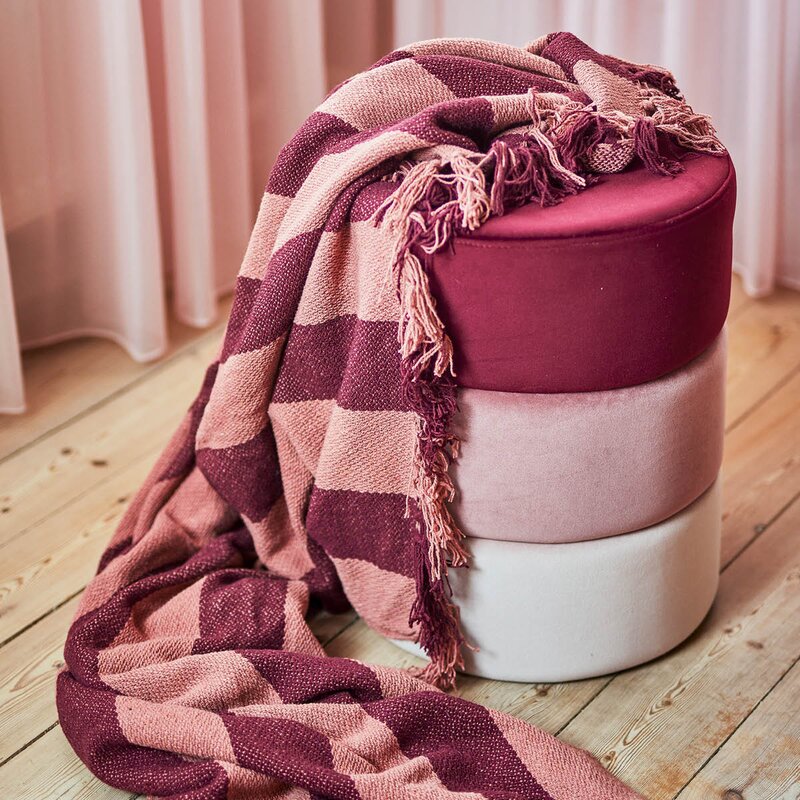 Bloomingville Frello pledd 160x130 cm rød