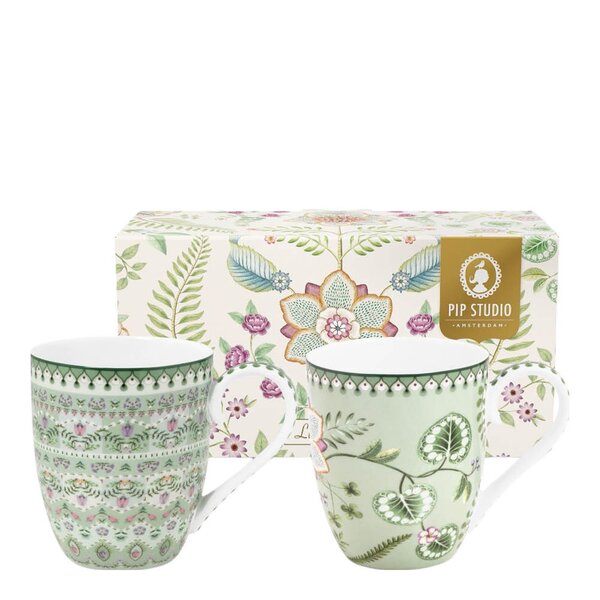Pip Studio Lilly & Lotus krus XL 45 cl 2 stk lysegrønn