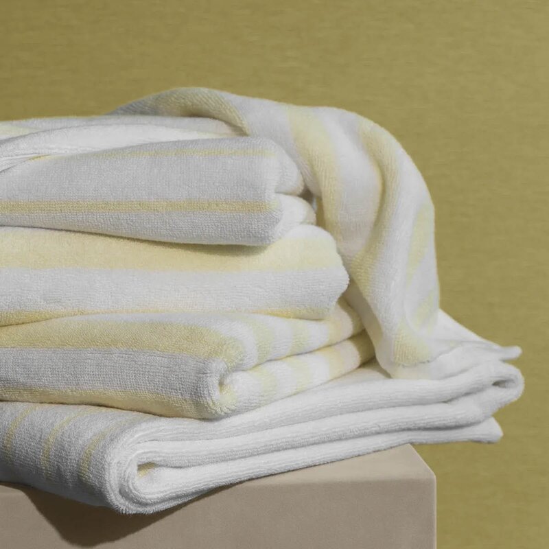 Blomus Arto gjestehåndkle 50x30 cm 2 stk hvit/gul brede striper