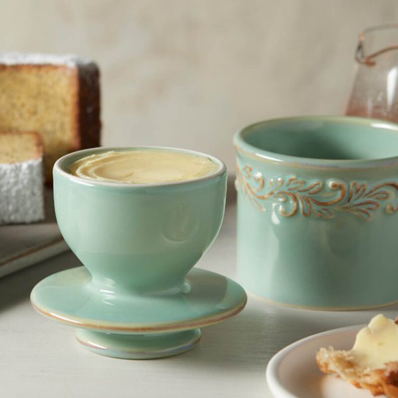 Butter Bell Crock Antique smørklokke havgrønn