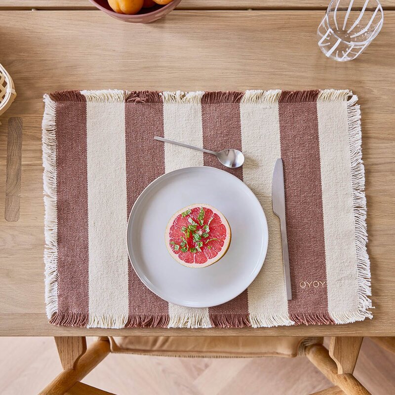 OYOY Toppu bordbrikke 48x36 cm 2 stk Brown/offwhite