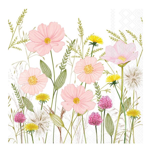 Ambiente Serviett 33x33 cm 20 stk Pastel Flowers White