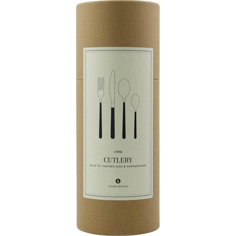 House Doctor Bestikksett Ox 16 deler svart/sølv
