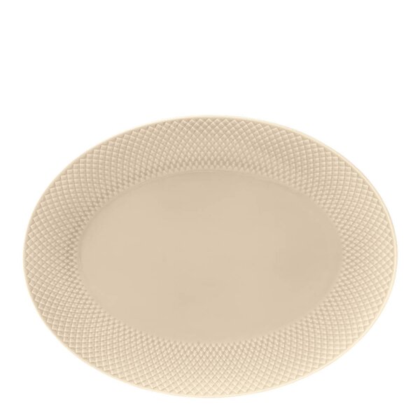 Lyngby Porcelæn Rhombe Earth ovalt serveringsfat 35x26,5 cm marble