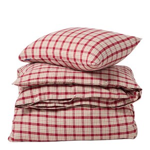 Lexington Sengesett flanell 200x220 cm rutete rød/beige