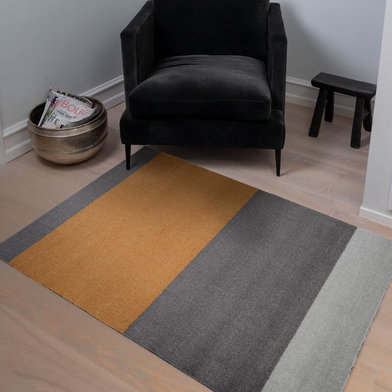 Tica Copenhagen Stripes horisontal gulvmatte 130x90 cm dijon/grey