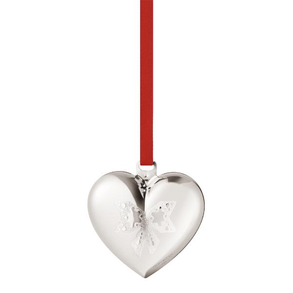 Georg Jensen Cc2022 julekule hjerte 5 cm sølvhvit