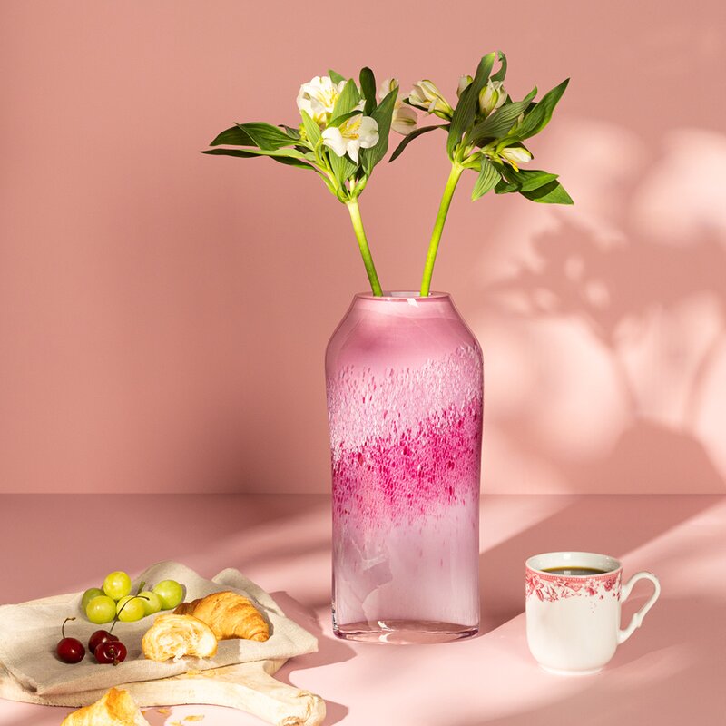 Magnor Rosa sløyfe vase 32 cm I glasshytta rosa